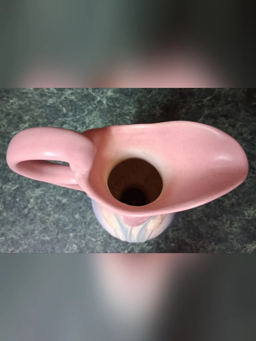 Vintage Hull 1938 Art Pottery Large Tulip Pink Blue Pitcher Vase 13” Tall